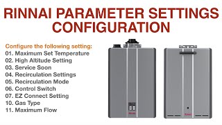 ✅ Rinnai Parameter Settings Menu Configuration RU, RUR, 160, 180, 199, iN/eN tankless water heaters