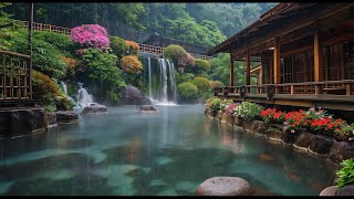 Tranquil Rain Sounds Serenade: Japanese Garden Ambiance with Piano Music for Relaxation