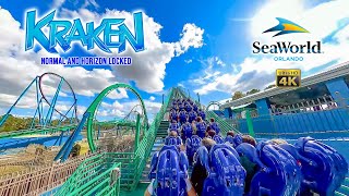 Kraken Roller Coaster On Ride Back Row 4K POV SeaWorld Orlando 2023 01 30