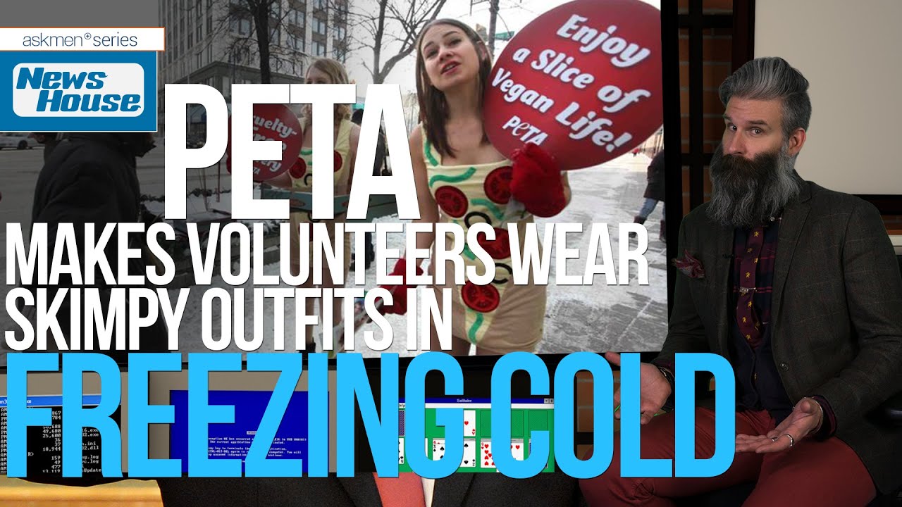 PETA Makes Volunteers Stand In Freezing Cold In Skimpy Outfits - Hypocritical? - YouTube