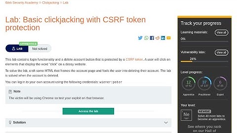 Web Security Academy | Clickjacking | 1 - Basic Clickjacking with CSRF Token Protection