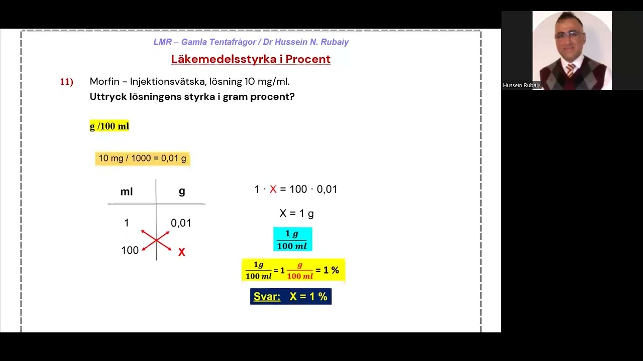 Läkemedelsräkning gamla tentafrågor - Uträkningar