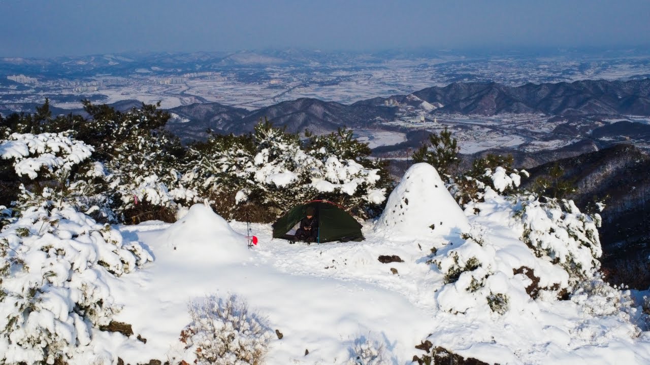 폭설이 내린 산 정상에서 혼자 보낸 하룻밤 / 설산 백패킹