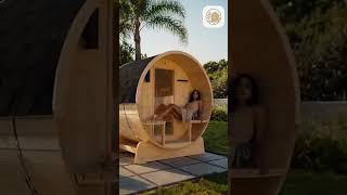 Outdoor Indoor Finland Pine Wet Dry Barrel Sauna 3-5 Person Front Porch Canopy 4.5 Kw ETL Certifi...