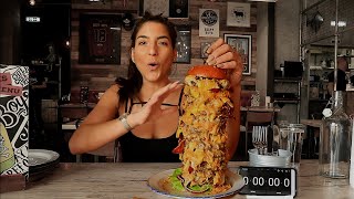 Girl GIANT 12x PATTY BURGER TOWER! | HUGE burger challenge | Girl Vs. The Beefy boys