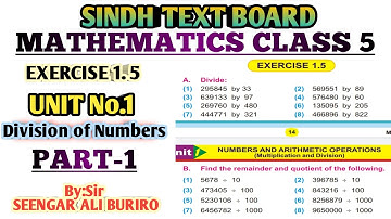 Division of Numbers | Exercise 1.5 Math class 5 | Part-1 | Divide Numbers | Math Grade 5
