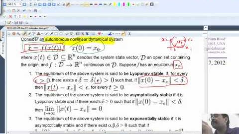 Lec02 Nonlinear Dynamics Introductory lectures 2012 at LSU Chem Eng