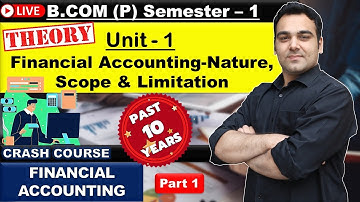 Financial Accounting Intro🔥| Semester 1 B.COM Prog. DU | Delhi University Past 10 Years | Chapter 1
