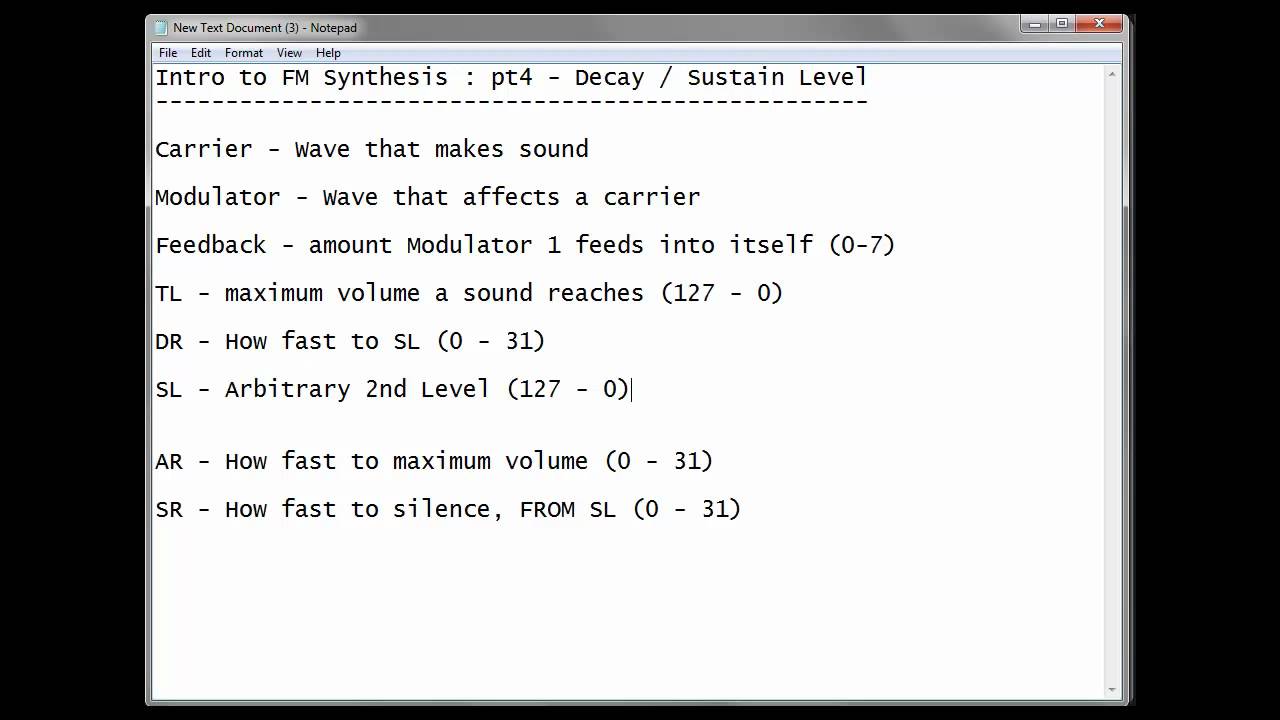 Intro to FM Synthesis pt 4 - Decay Rate - Sustain Level
