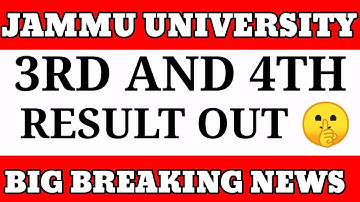 JAMMU UNIVERSITY 3RD AND 4TH SEMESTER ~ RESULT OUT