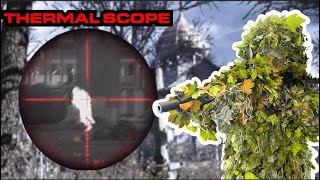 Airsoft Ghillie Sniper Uses A Thermal Scope!!