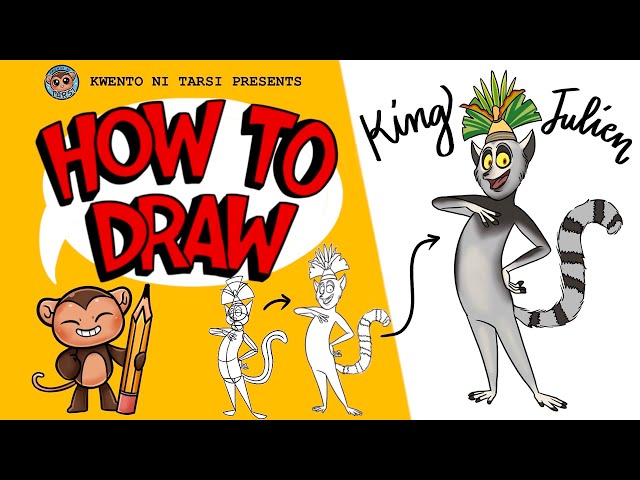 How to draw King Julien [Madagascar] (step-by-step) - YouTube