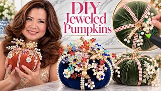 DIY JEWELED PUMPKINS ✨ | Elegant Luxury Fall Decor Tutorial