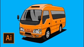 ISUZU ELF CAR VECTOR ILLUSTRATION l Adobe Illustration Tutorial screenshot 3