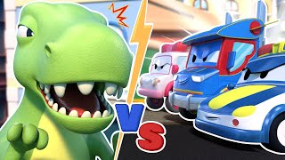 TURMA DO RESGATE vs DINOSSAUROS! Quem vencerá? | Resgate de Carros e Caminhões para Crianças