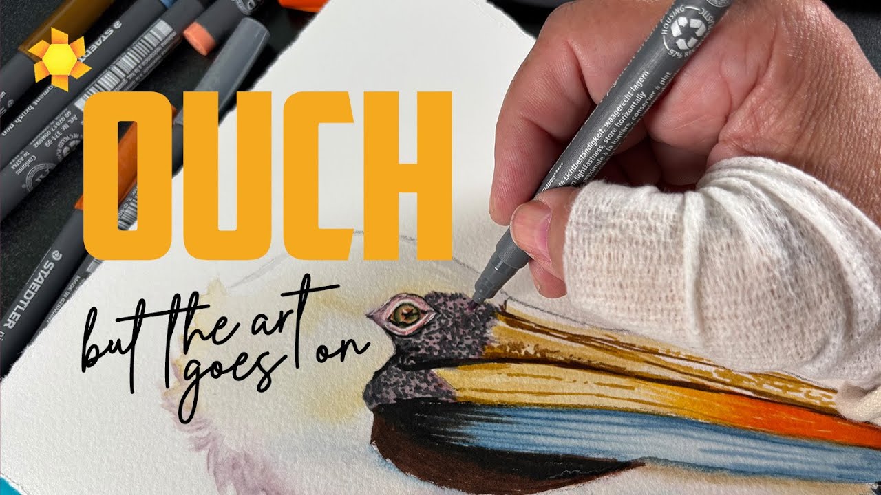 Papers for water based pigment markers | Drawing a pelican in 6 steps