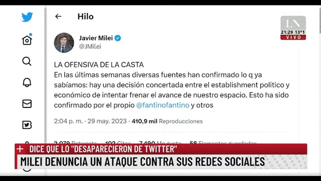 Milei denuncia un ataque contra sus redes sociales: acusa que lo ...