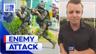 Taiwans airport under attack for simulation | 9 News Australia