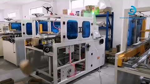 High speed horizontal carton box automatic forming erecting sealing feeding machine running video