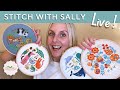 Cross Stitching LIVE - Stitch with Sally July 2023 | Caterpillar Cross Stitch