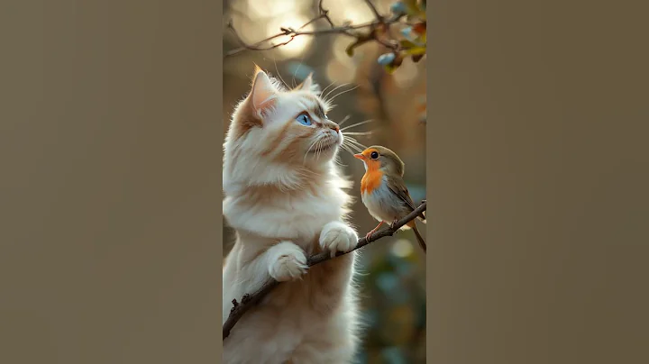 Watch the video about Birman cat playing with a small bird#cat #cute #kitten #funny #catlover #kitty