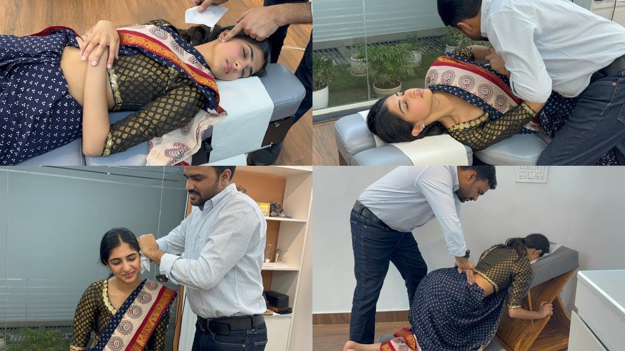 Corporate employee getting chiropractic treatment  Dr Harish Grover