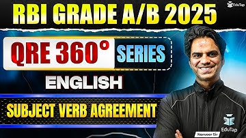 Subject Verb Agreement | RBI Grade B Phase 1 English Free Online Classes 2025 | English for RBI Gr B