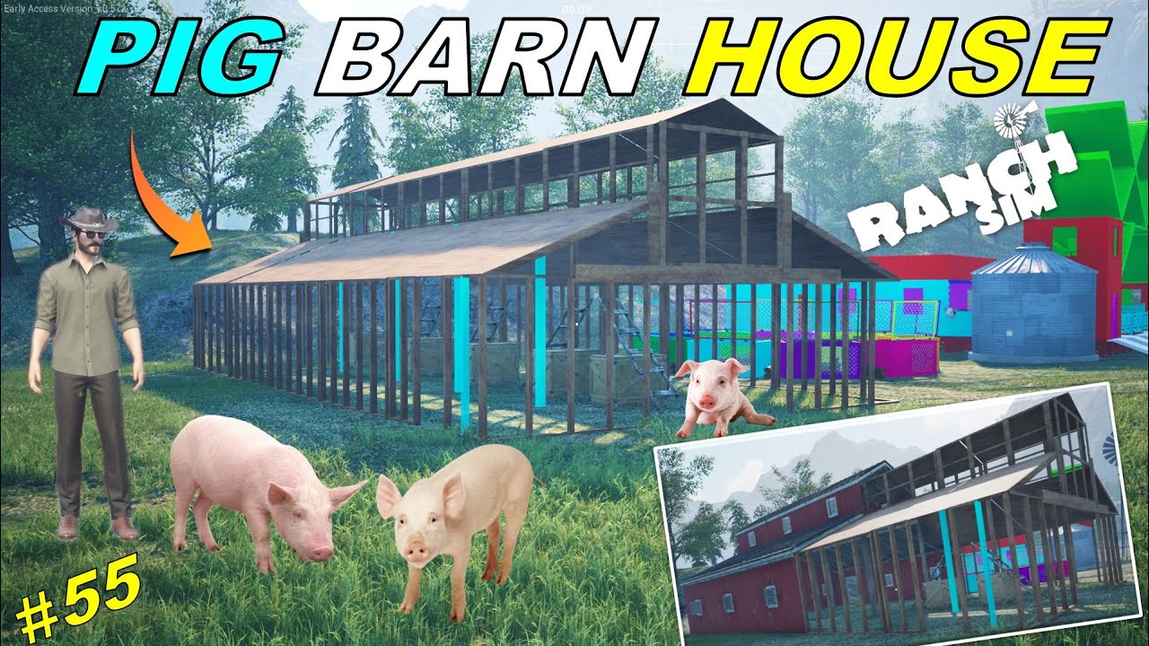 BUILDING A BARN AND GETTING PIGS, Ranch Simulator