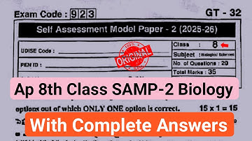 💯8th biology self assessment model paper 2 with answers 2025|Ap 8th class biology Fa2 question paper