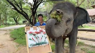 ฝีมือภาพวาด:ศิลปินอินดี้ มาลี&ควาญปาร์คปิดไปสวยหรู!#พังมาลี #elephant #ควาญปาร์ค #ช้างไทย