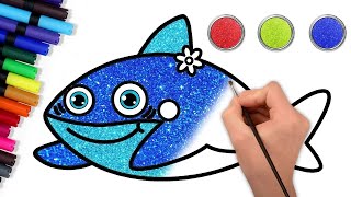 How to Draw Baby Shark Picture | Drawing, Painting and Coloring for Kids, Toddlers