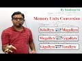 Memory units of computer  conversion  kb mb gb tb pb eb  solved examples