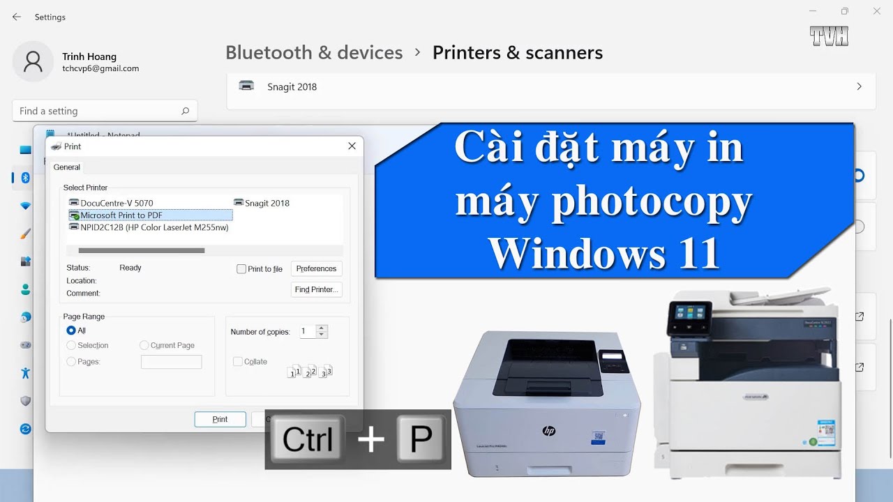 Cài đặt máy in mạng máy photocopy trên windows 11 - youtube