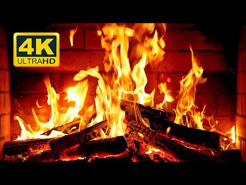 Cozy Fireplace 4K . Fireplace With Crackling Fire Sounds. Crackling Fireplace 4K