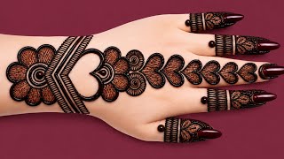 Very simple unique style mehndi design for back hand|new easy mehndi design 2026 | mehandi designs screenshot 5
