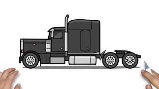 How to draw Peterbilt 379 Truck easy | Drawing a semi truck peterbilt step by step
