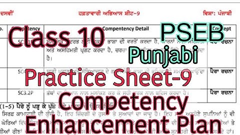 Solved Punjabi Practice Sheet-9/Class-10/Competency Enhancement plan/PSEB/@PSEBEDUCATE #pseb