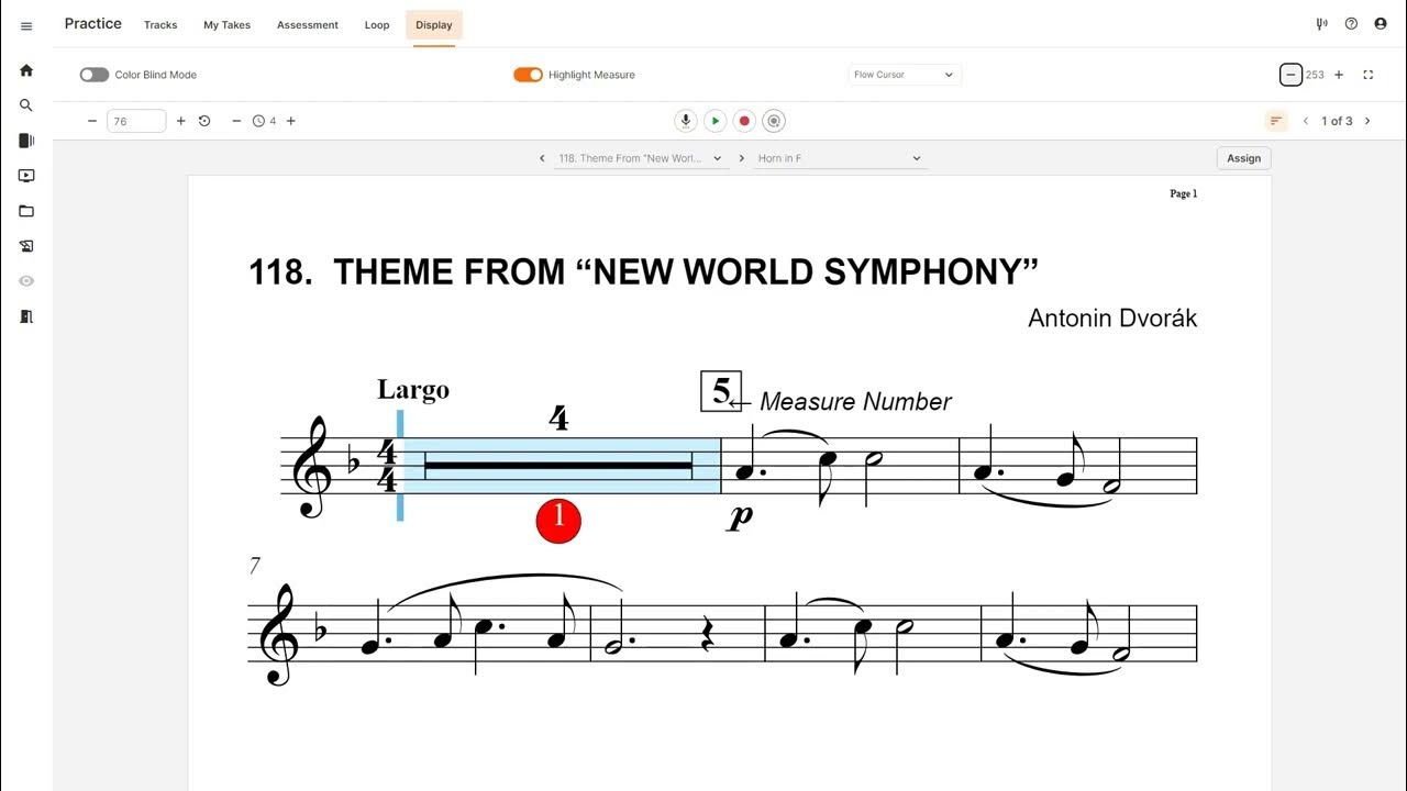French Horn Play Along 118 Theme from "New World Symphony" YouTube