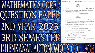 Mathematics core 7 Question paper 3rd semester || MATHEMATICS CORE VII Dhenkanal autonomous  @UGCCT