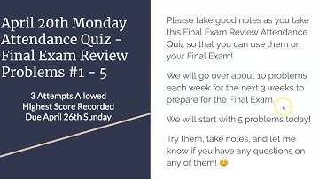 MTH 154 Important Announcement about Final Exam
