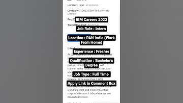 IBM Careers 2023 | Work From Home | Freshersjobfind #shorts #short #internship #viral