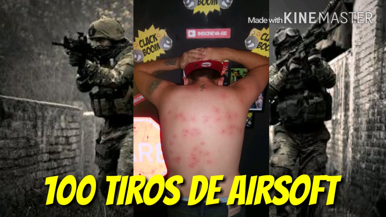 Levando 100 tiros de airsoft nas costa e olha noque deu! Desafio (02