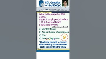 SQL Question 164 || #shorts #ytshorts #youtubeshorts #sql #interview #reels #mysql @SekharAcademy1