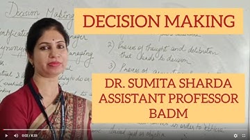 TOPIC: DECISION MAKING II DY DR. SUMITA SHARDA II ASSISTANT PROFESSOR II BADM