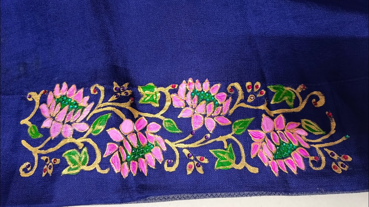 Lotus Flowers Design on Saree🌷