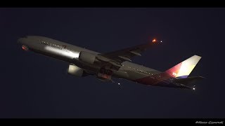[Sony a7s] Asiana Airlines Boeing 777 night departure RED NOZZLES - FCO airport