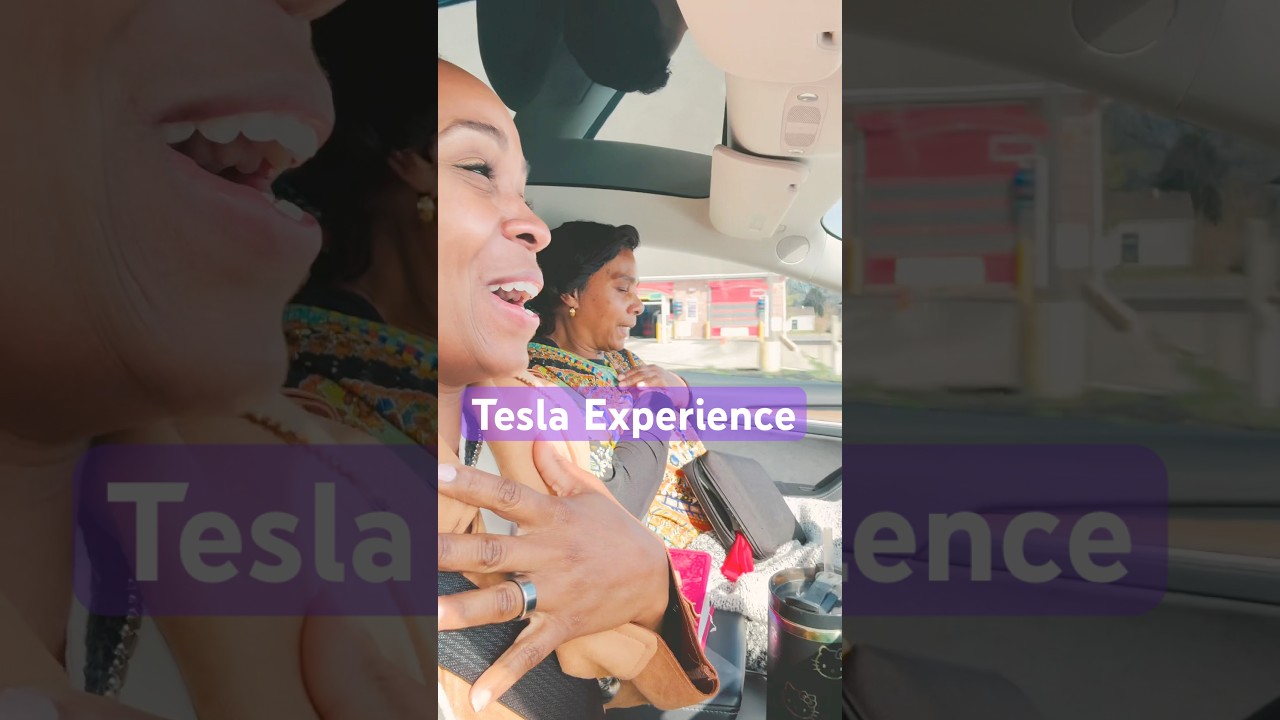 Experiencing Tesla Self Driving Mode For The First Time🤗! (Mom Freaking Out) 🤣 #teslalive #tesla