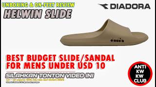 Unboxing & review on feet DIADORA HELWIN MENS CASUAL SLIDE SANDAL BROWN COKLAT ORIGINAL ASLI RESMI