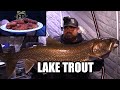 Ice Fishing Lake Trout and Eating WALLEYE!!