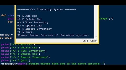 Car Inventory System in Python